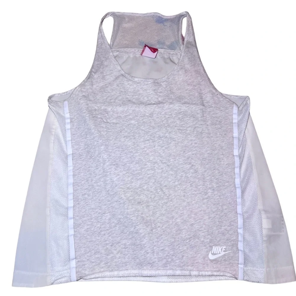 Nike Bonded Tank Top Gray White Size L Mesh Sport Racerback